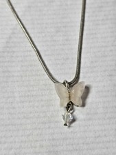 Small light pink Next butterfly pendant chain necklace