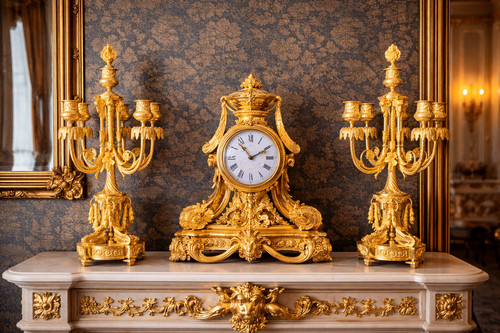 Clock garniture set c1860 - garniture,