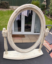 VINTAGE SWIVEL PINE MIRROR PAINTED IN CRACKED IVORY