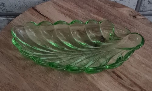 Green glass bowl - glass, retro