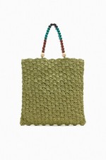 ZARA green khaki shopper TOTE