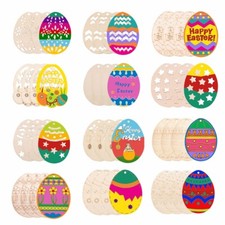 48X Wooden Easter Eggs Slice