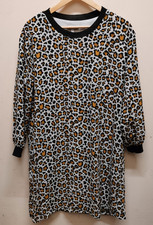 Vanessa Zani Animal Print Long Sleeve Shift Dress Size Small