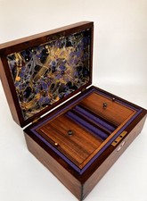 Antique Victorian 19th C.  Burr Walnut Jewellery box, inlaid mother of pearl.