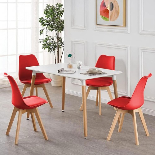 Wooden dining table and chairs - table,