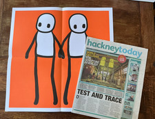 Stik - Holding Hands ORANGE Including Hackney Newspaper 2020  - GENUINE Poster