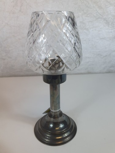 Vintage cut glass hurricane - cut,