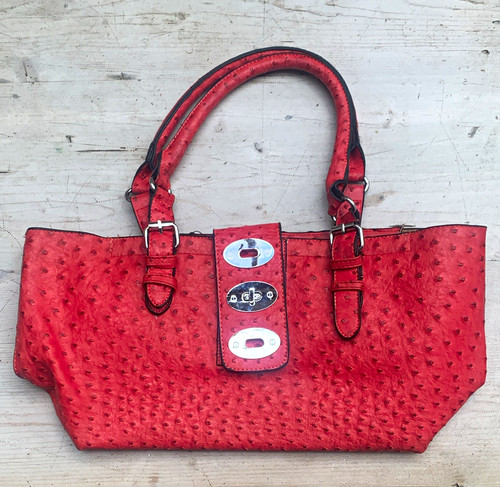 Women red leather ostrich - women's,