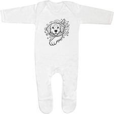 'Golden Retriever Swimming' Baby Romper Jumpsuits / Sleep suits (SS049916)