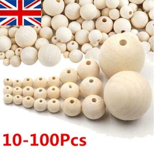 Natural Wood Large Hole Wooden Beads For Macrame Jewelry Charms Crafts 6-25mm UK