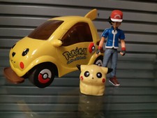 Vinatge 90's Anime Manga POKEMON Pickachu CAR & Modern Ash figure toy set RARE