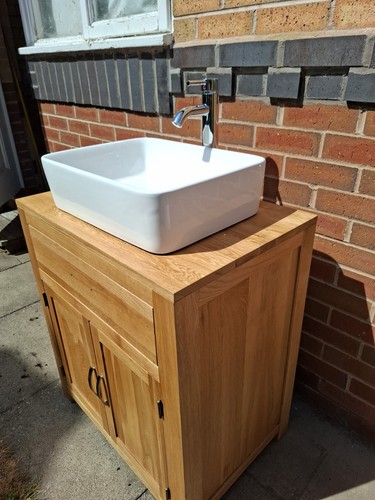 Oak vanity and ceramic basin - oak,