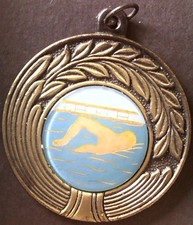 Vintage Swimming Medal in bronze/copper? Circa 1950's No Inscription