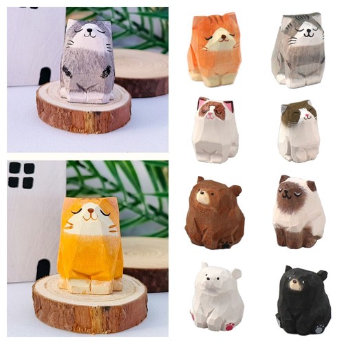 Carved wood bear figurine - carved,