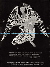 D027316 Guildford Cathedral. South Porch. Angel with Psaltery. Engraved on Glass