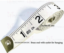 60in Tailor Seamstress Sewing Diet Cloth Ruler Tape Measure Brass Eyelet White