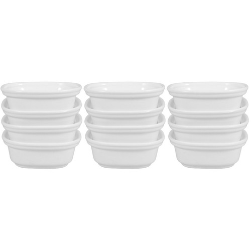 12pcs white ceramic side - side, dish