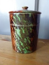 Multi-coloured Kitchen Storage Jar 12cm Tall Antique