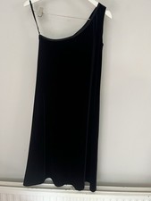 Vintage Gina Bacconi black velvet one shoulder dress 14 small