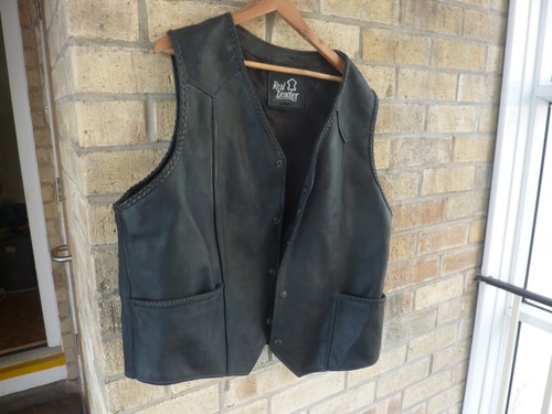 Leather waistcoat biker press - waistcoat,,