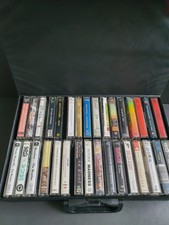 Vintage Music Cassette Lot 32 Tapes Classic Artists + Retro Carry Case