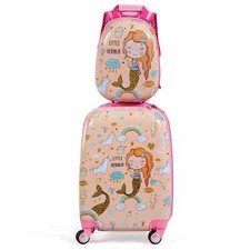 Rolling Trolley Case Hard Shell Travelling Case & Backpack w/4 Rotating Casters