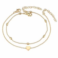 Multi Layer Beads Heart Foot Chain Women's Anklet Beach Barefoot Ankle Bracelet