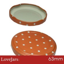 Jam Jar Replacement Twist Off Lids. Size: 63mm. Marmalade Orange Spot. Brand New