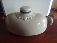 vintage beige oval stone hot water bottle with knob  (837182) perfect condition 