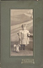 1890S Cabinet Card: BOY IN DRESS, TOY HORSE; Max Jung, Lichtenstein; EX. COND.