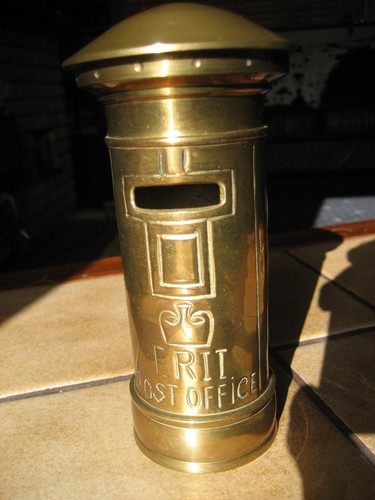 Vintage brass pillar box - vintage,