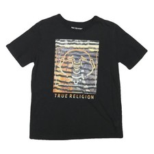 TRUE RELIGION Boys Black Graphic T-Shirt XL Short Sleeve Crew Neck Cotton Blend