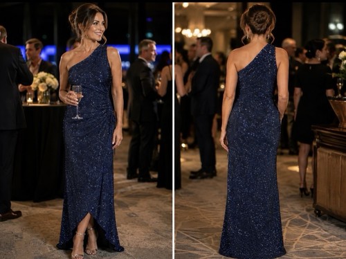 Elegant one shoulder - elegant, blue