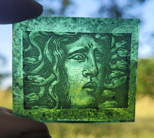 Stained glass medusa piece - glass,