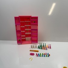 Vintage Barbie Mattel Pink Double Door Refrigerator Plastic Doll Furniture
