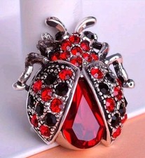 LADYBIRD BROOCH RED CRYSTAL