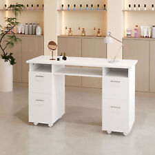 Manicure Table Nail Desk Salon Beauty Table with Casters for Nails Technician UK