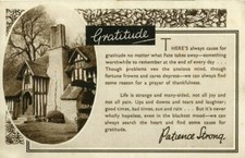 Patience Strong illustrated text postcard "Gratitude" unposted