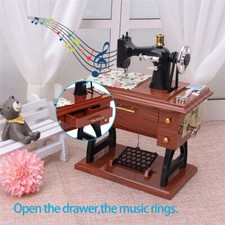 Vintage Music Box Mini Sewing Machine Mechanical Toy Home Table Decoration Gift