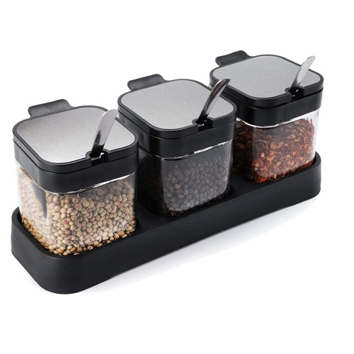 Pack glass condiment jars - 3,