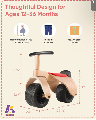 Kriddo balance bike for 36 - bike,