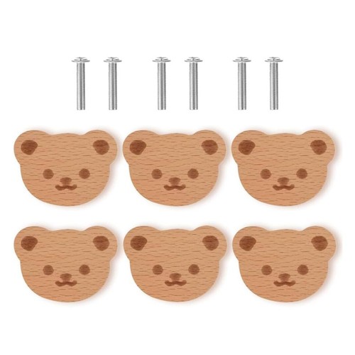 Wooden bear pull handles set - bear,