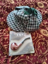 Vintage Deerstalker Hat and Pipe. Green Tweed. Failsworth