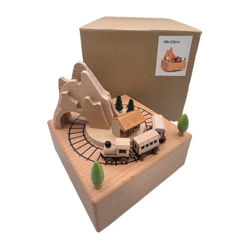 Wooden moving train music box - music,