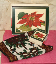 PIMPERNEL, SIX PLACE /TABLE MATS & COASTERS, POINSETTIA, TAPESTRY TABLE RUNNER