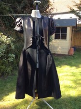 Louis De Gama Black Leather Wool Coat Dress Puff Medieval Game Of Thrones UK10