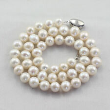 White Round Pearls Akoya Freshwater Cultured Pearl Necklace 18 inch 7-9MM