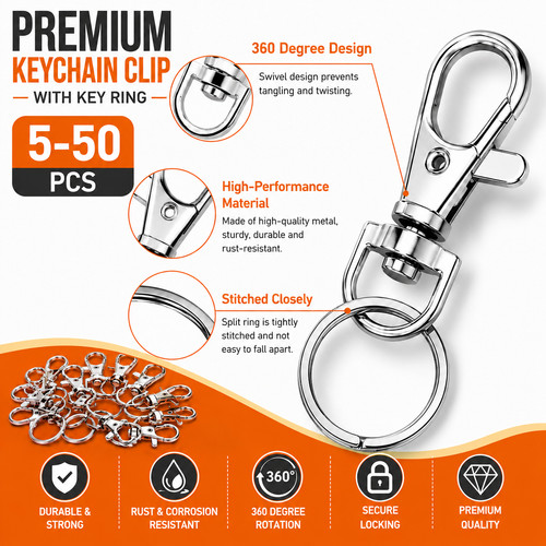 Metal swivel keyring clip - swivel,