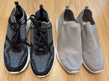 Bundle 2 Ladies slip on trainers TU + F+F size Uk 6 + 6.5 Black white + grey #61