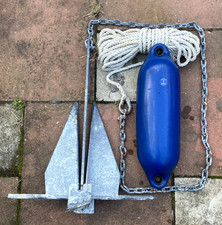 Danforth Style Boat Anchor Chain Rope & inflatable PVC Buoy 15KG
